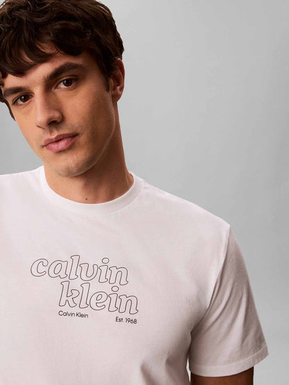 Calvin Klein CK 30S TRVL GRAPHIC, t-shirt maniche corte da uomo bianca
