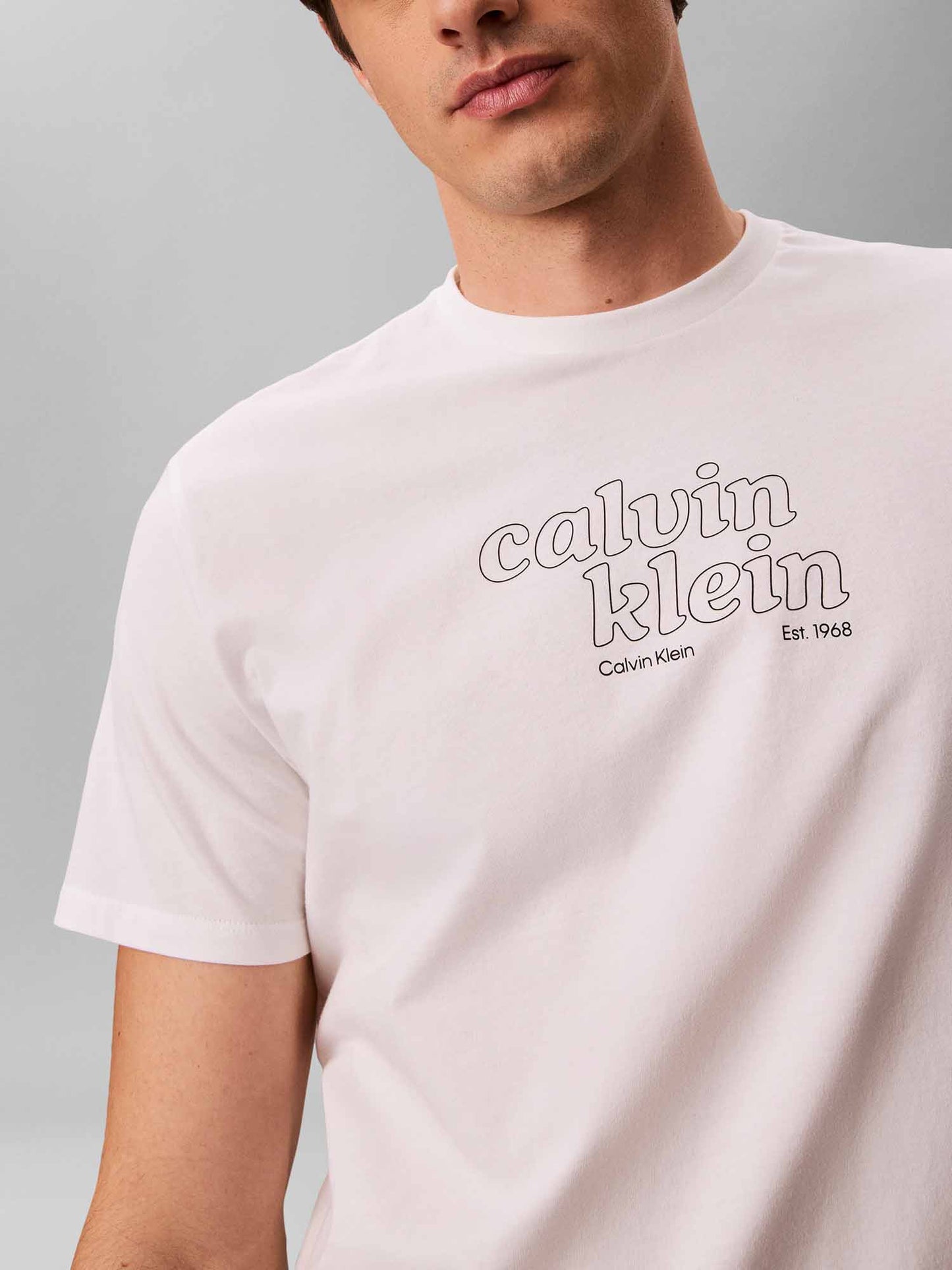 Calvin Klein CK 30S TRVL GRAPHIC, t-shirt maniche corte da uomo bianca