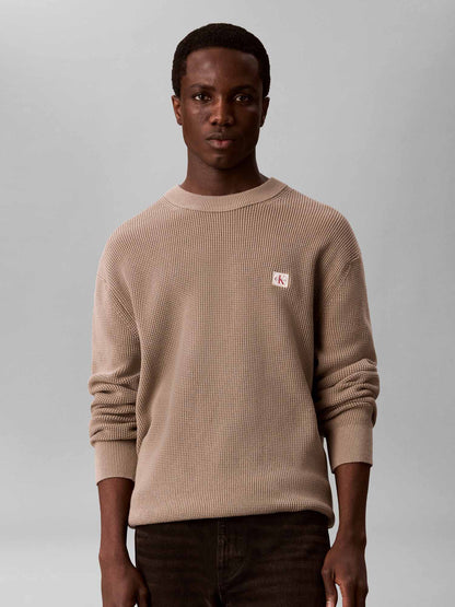 Calvin Klein Ck Classic Waffle, maglia da uomo beige