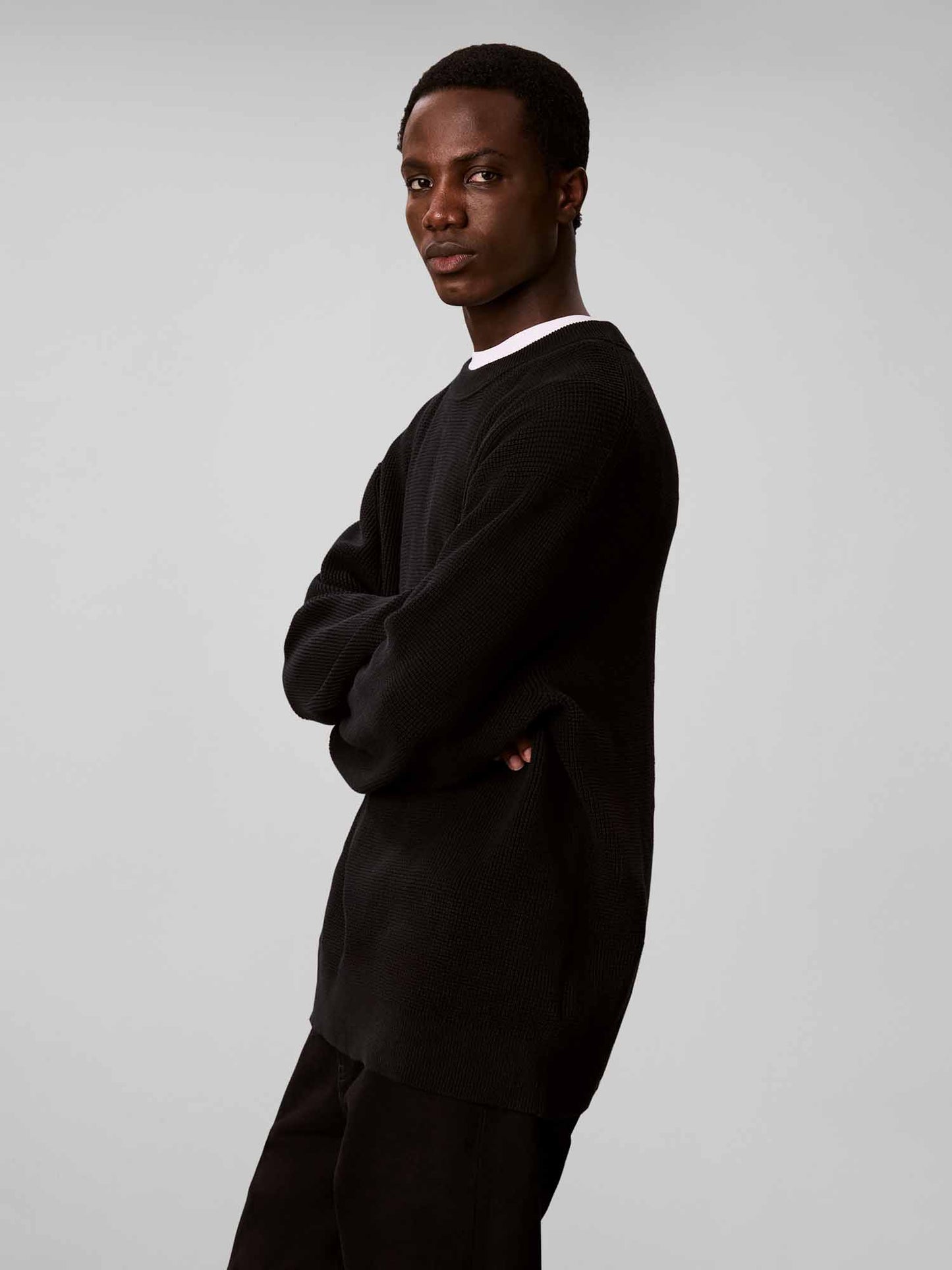 Calvin Klein CK Classic Waffle, maglia da uomo nera