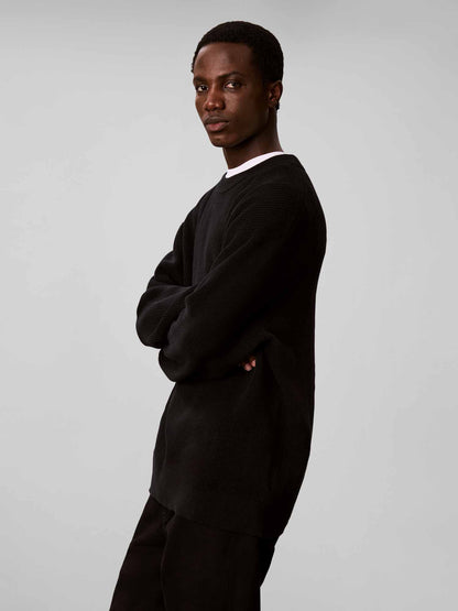 Calvin Klein CK Classic Waffle, maglia da uomo nera