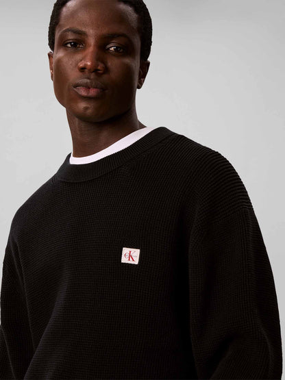 Calvin Klein CK Classic Waffle, maglia da uomo nera