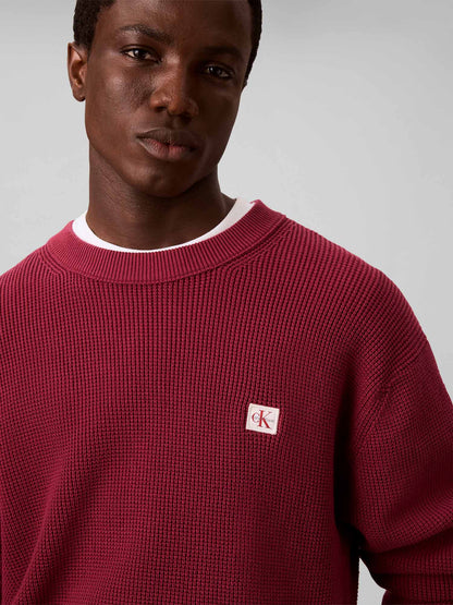 Calvin Klein Ck Classic Waffle, maglia da uomo bordeaux