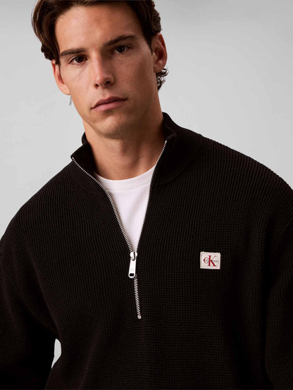 Calvin Klein Classic Waffle Zi, maglia da uomo nera