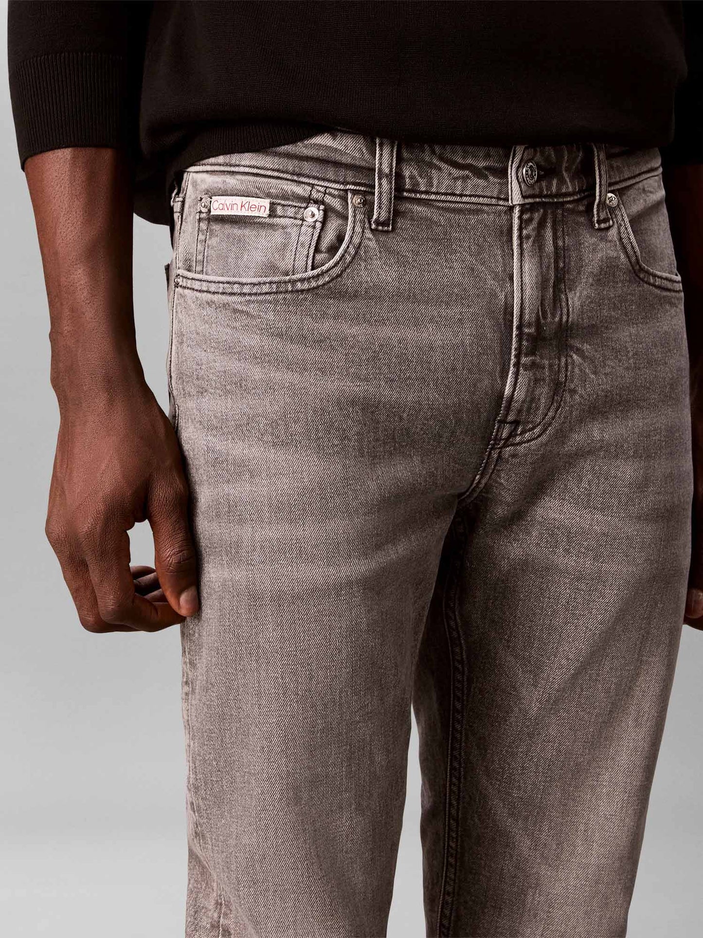 Calvin Klein Ck Taper Basalt, jeans da uomo grigi
