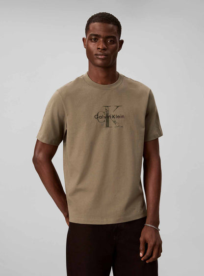Calvin Klein CK 20'S Distressed, t-shirt maniche corte da uomo verde