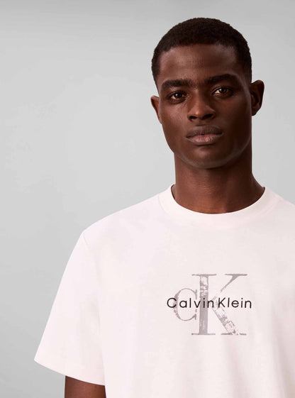 Calvin Klein CK 20'S Distressed, t-shirt maniche corte da uomo panna