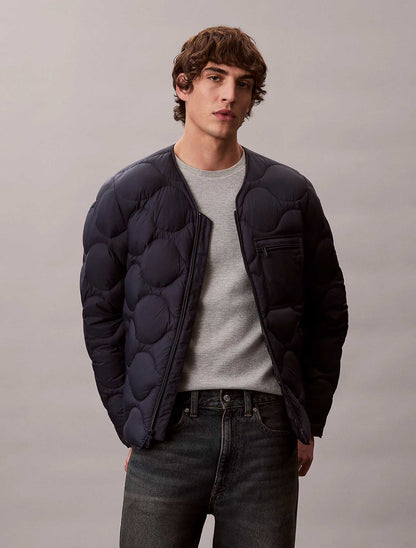 Giubbino bomber trapuntato blu da uomo Calvin Klein in nylon