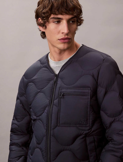 Giubbino bomber trapuntato blu da uomo Calvin Klein in nylon
