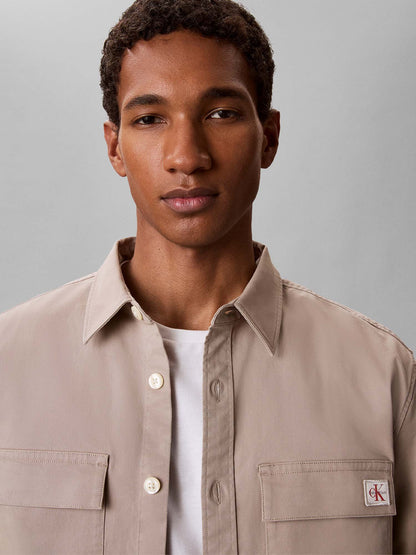 Calvin Klein Comfort Overshirt, camicia da uomo kaki
