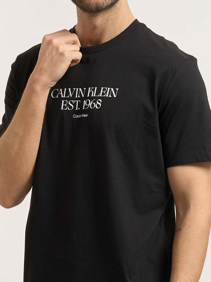 T-shirt nera da uomo Calvin Klein Jeans 30S Wholesale in cotone