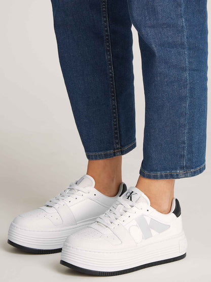 SNEAKERS BOLD FLATF LOW CALVIN KLEIN JEANS DONNA BIANCO-NERO