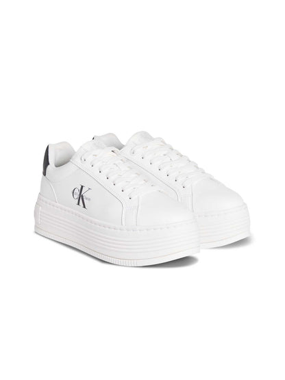 SNEAKERS BOLD FLATF LOW LACE LTH CALVIN KLEIN JEANS DA DONNA BIANCO NERO