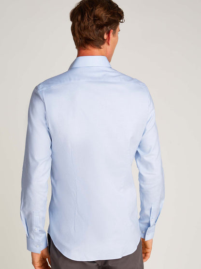 CAMICIA MICRO FANTASIA NO IRON CALVIN KLEIN UOMO CELESTE