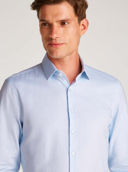 CAMICIA MICRO FANTASIA NO IRON CALVIN KLEIN UOMO CELESTE