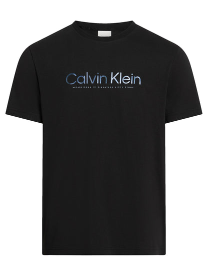 T-SHIRT SATIN BONDED LOGO CALVIN KLEIN JEANS UOMO NERO