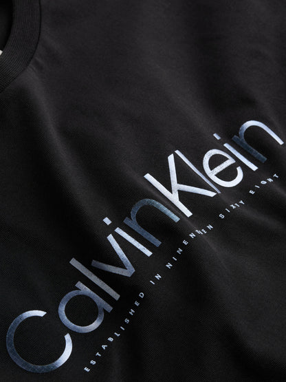 T-SHIRT SATIN BONDED LOGO CALVIN KLEIN JEANS UOMO NERO