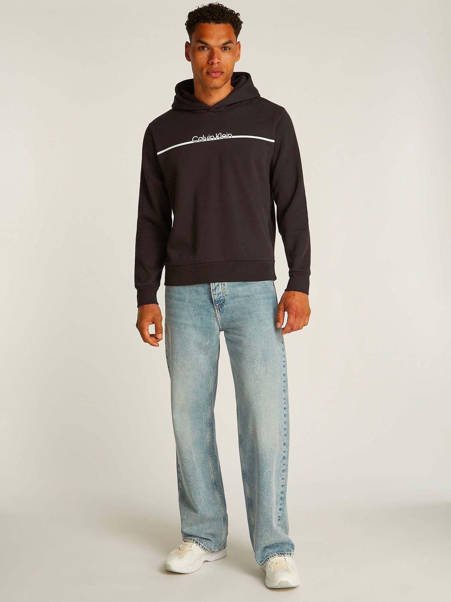 FELPA CON CAPPUCCIO SPIT LINE LOGO  CALVIN KLEIN JEANS UOMO NERO