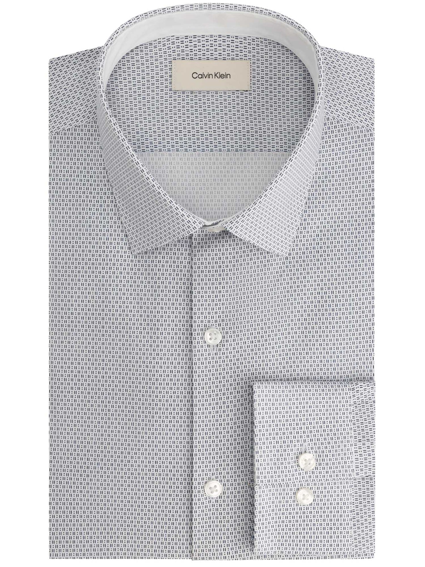 Camicia bianca slim fit con microstampa di Calvin Klein da uomo