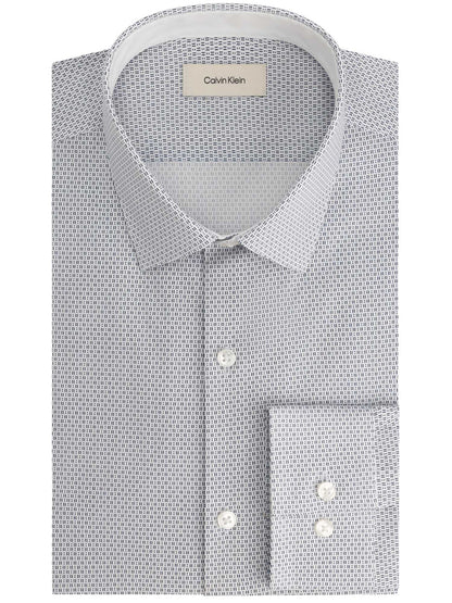 Camicia bianca slim fit con microstampa di Calvin Klein da uomo