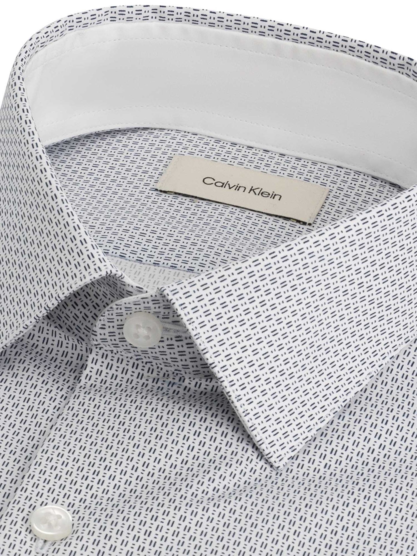 Camicia bianca slim fit con microstampa di Calvin Klein da uomo