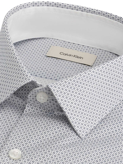 Camicia bianca slim fit con microstampa di Calvin Klein da uomo