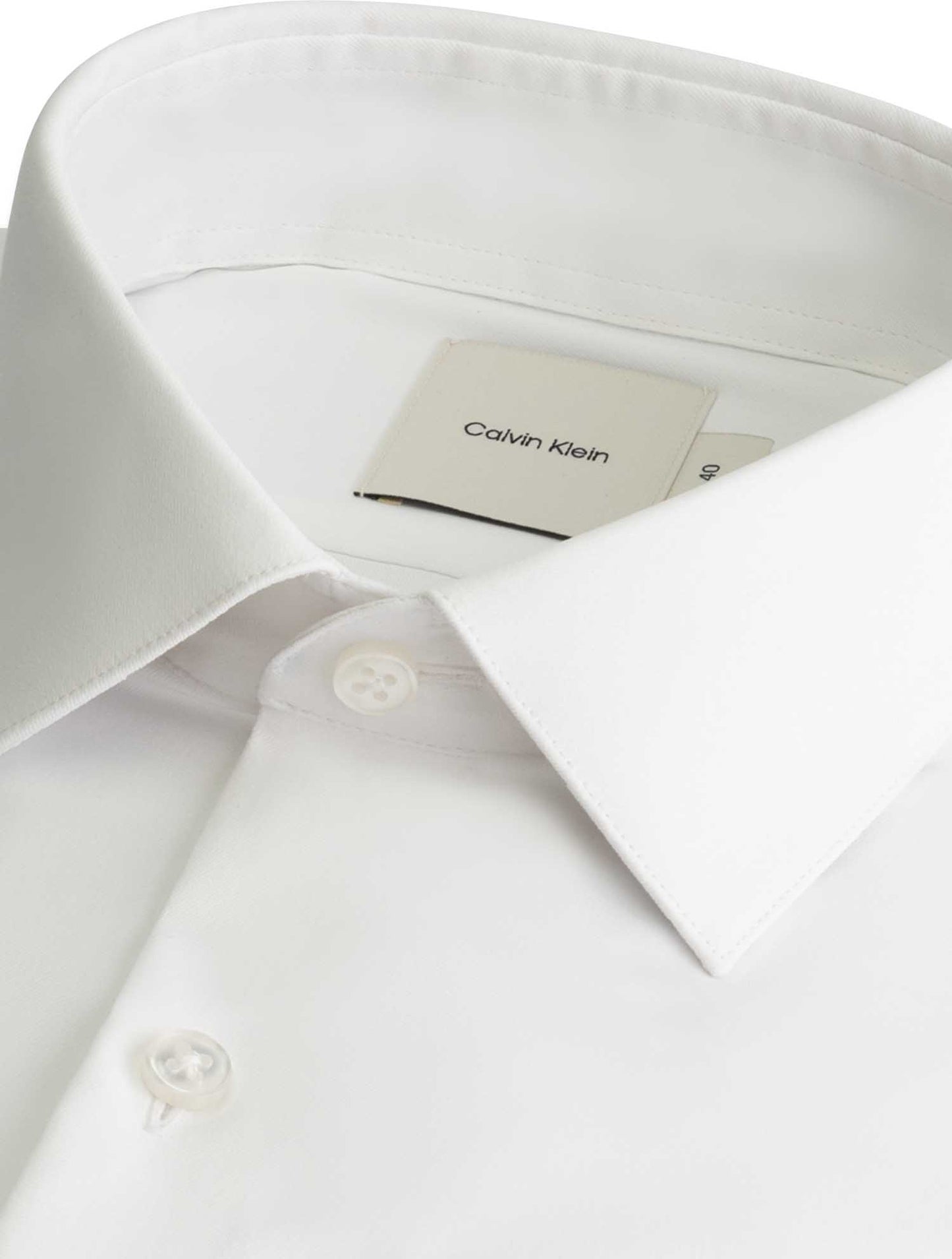 Camicia slim bianca Calvin Klein da uomo in cotone elasticizzato