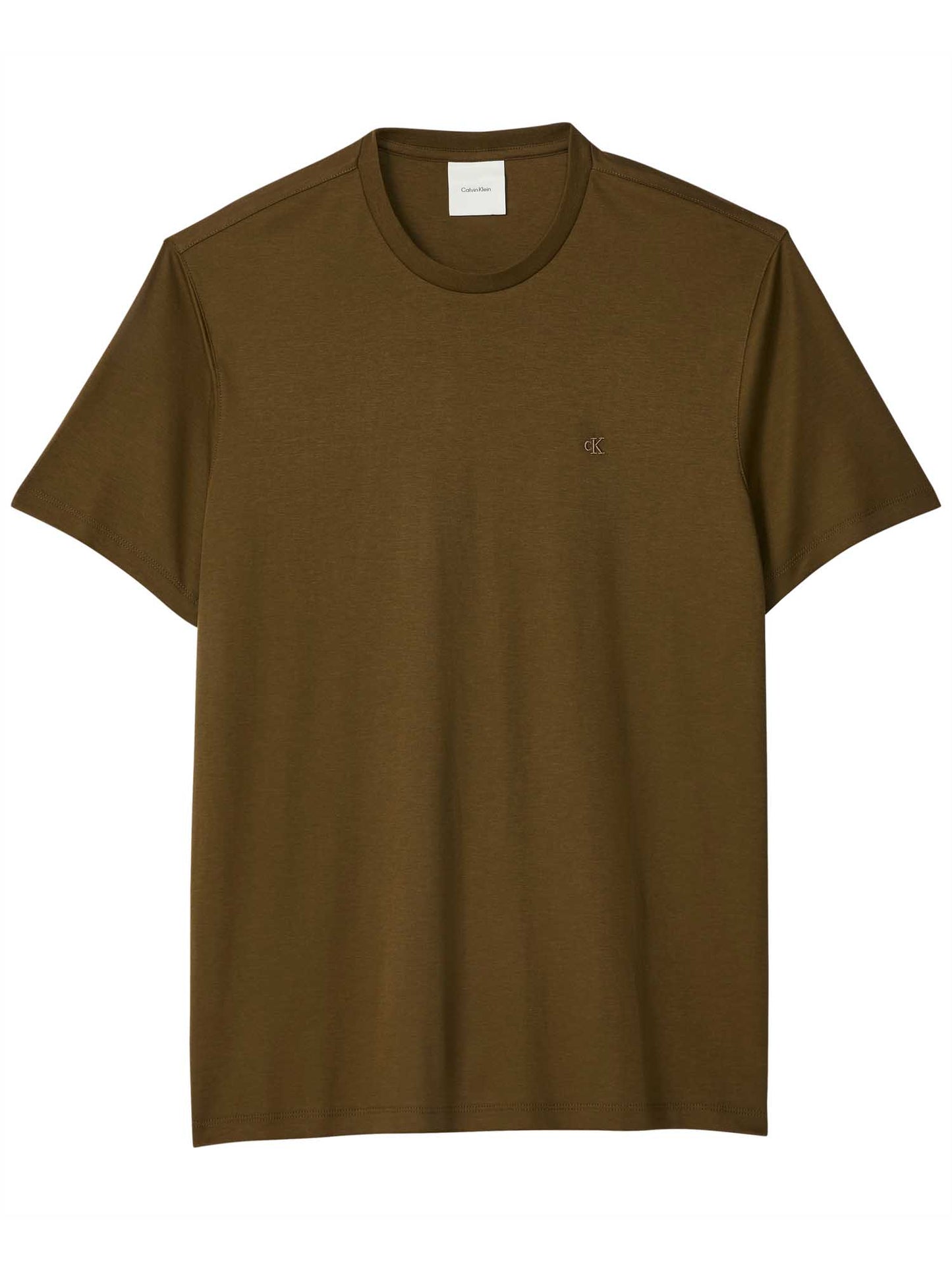 Calvin Klein t-shirt verde in cotone pima da uomo con logo ricamato