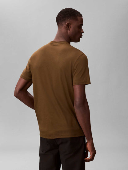 Calvin Klein t-shirt verde in cotone pima da uomo con logo ricamato