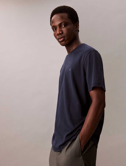 T-shirt da uomo Calvin Klein in cotone Pima blu con girocollo
