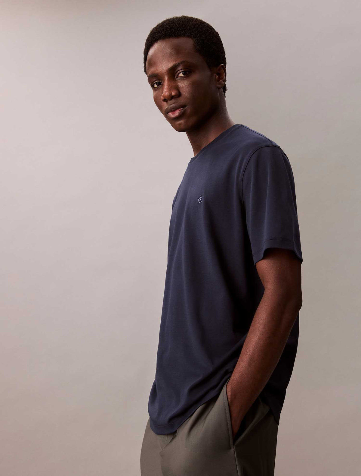 Ck supina chest emb t-shirt da uomo blu