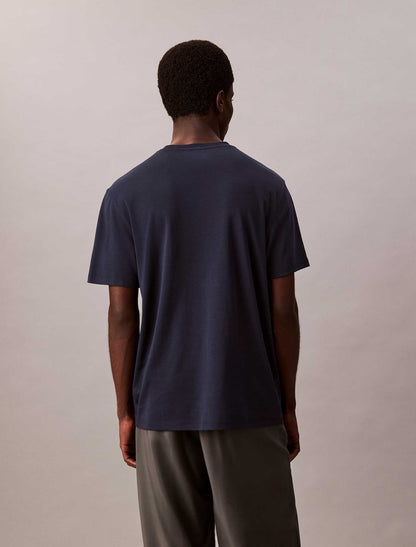 T-shirt da uomo Calvin Klein in cotone Pima blu con girocollo