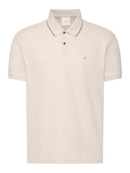 Polo da uomo Calvin Klein Refined Pique color beige
