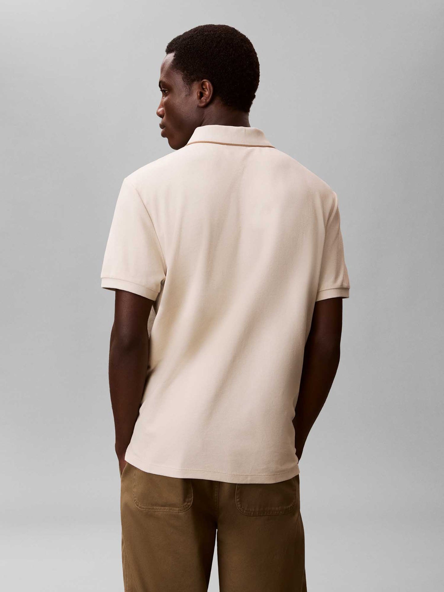 Polo da uomo Calvin Klein Refined Pique color beige
