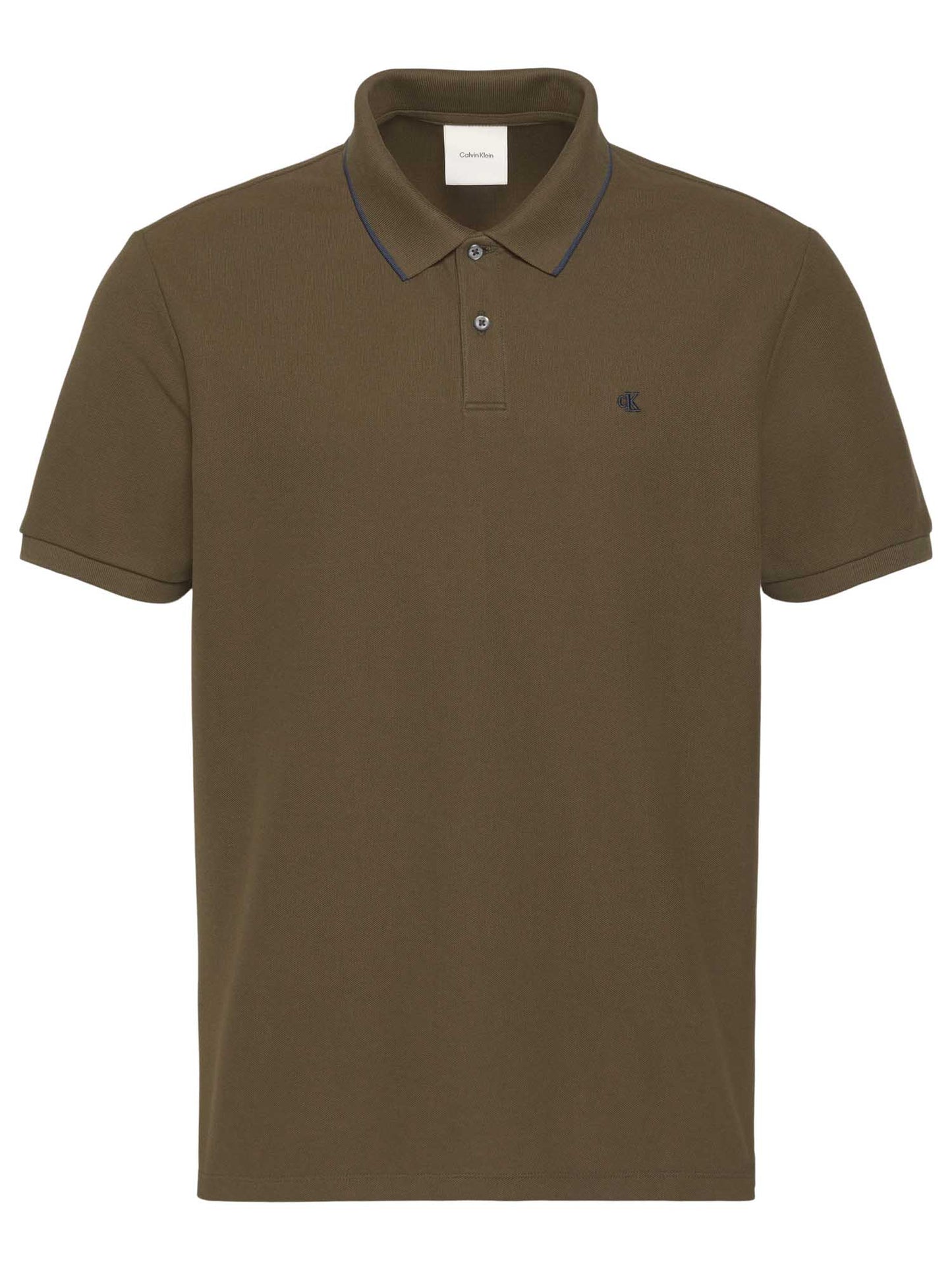 Polo verde da uomo Calvin Klein in cotone piqué refined