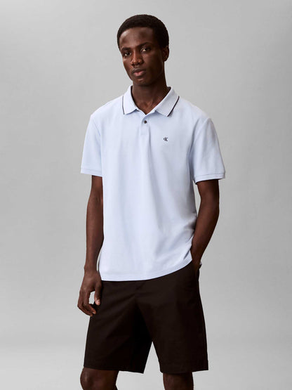 Polo celeste Calvin Klein Refined Pique da uomo