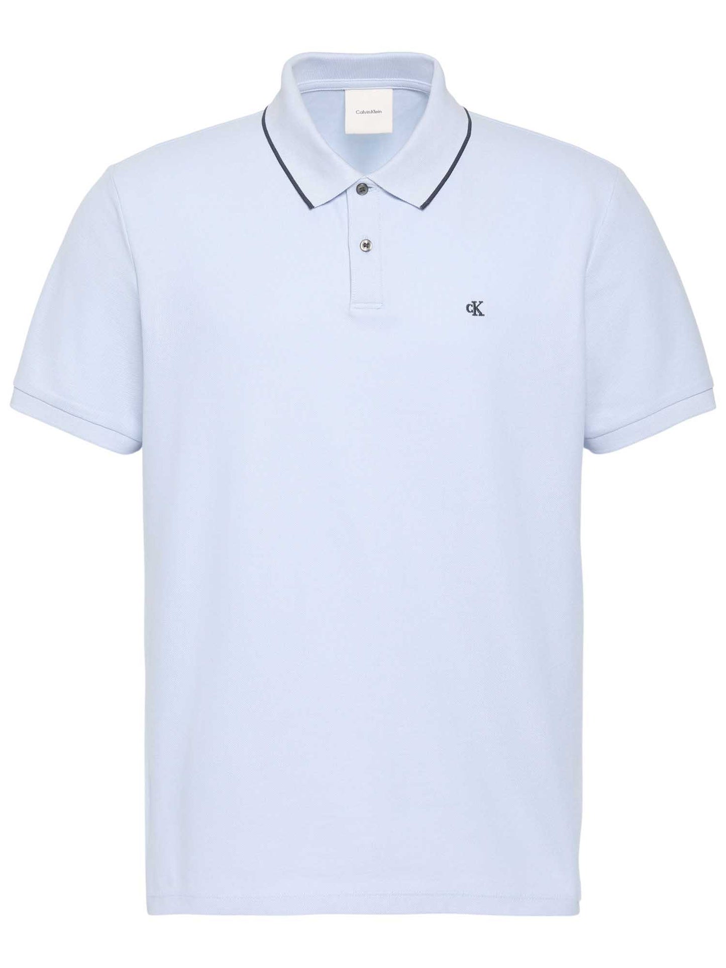 Polo celeste Calvin Klein Refined Pique da uomo