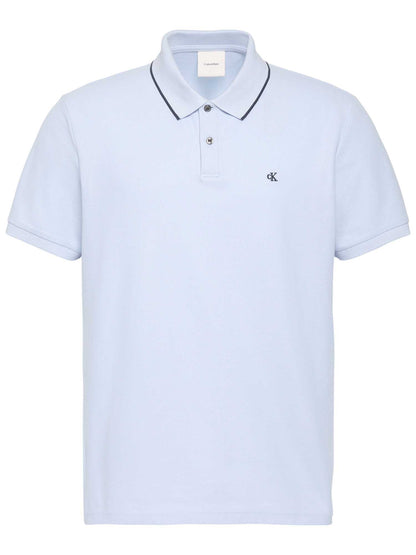 Polo celeste Calvin Klein Refined Pique da uomo