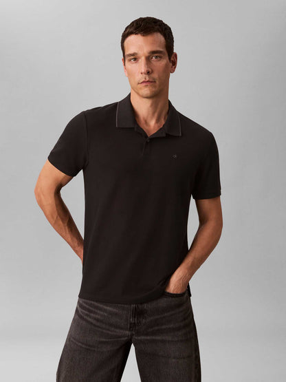 Polo nera Calvin Klein Refined Pique da uomo