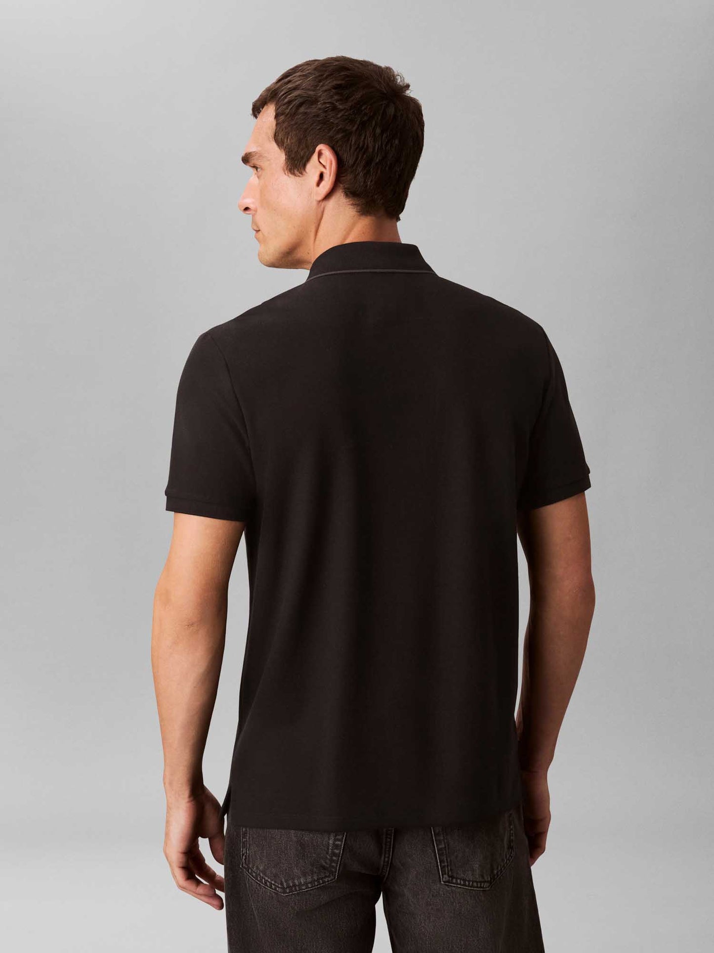 Polo nera Calvin Klein Refined Pique da uomo