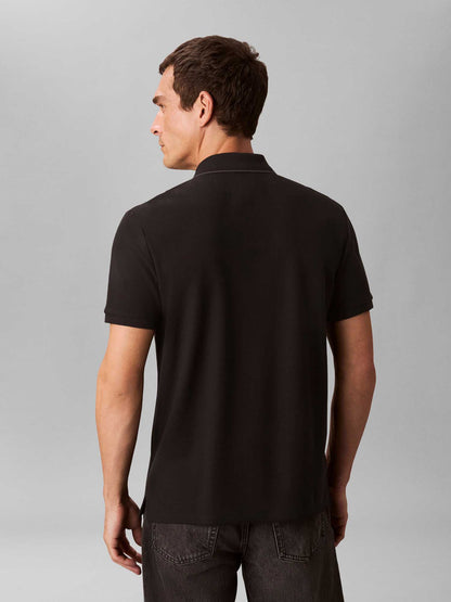 Polo nera Calvin Klein Refined Pique da uomo