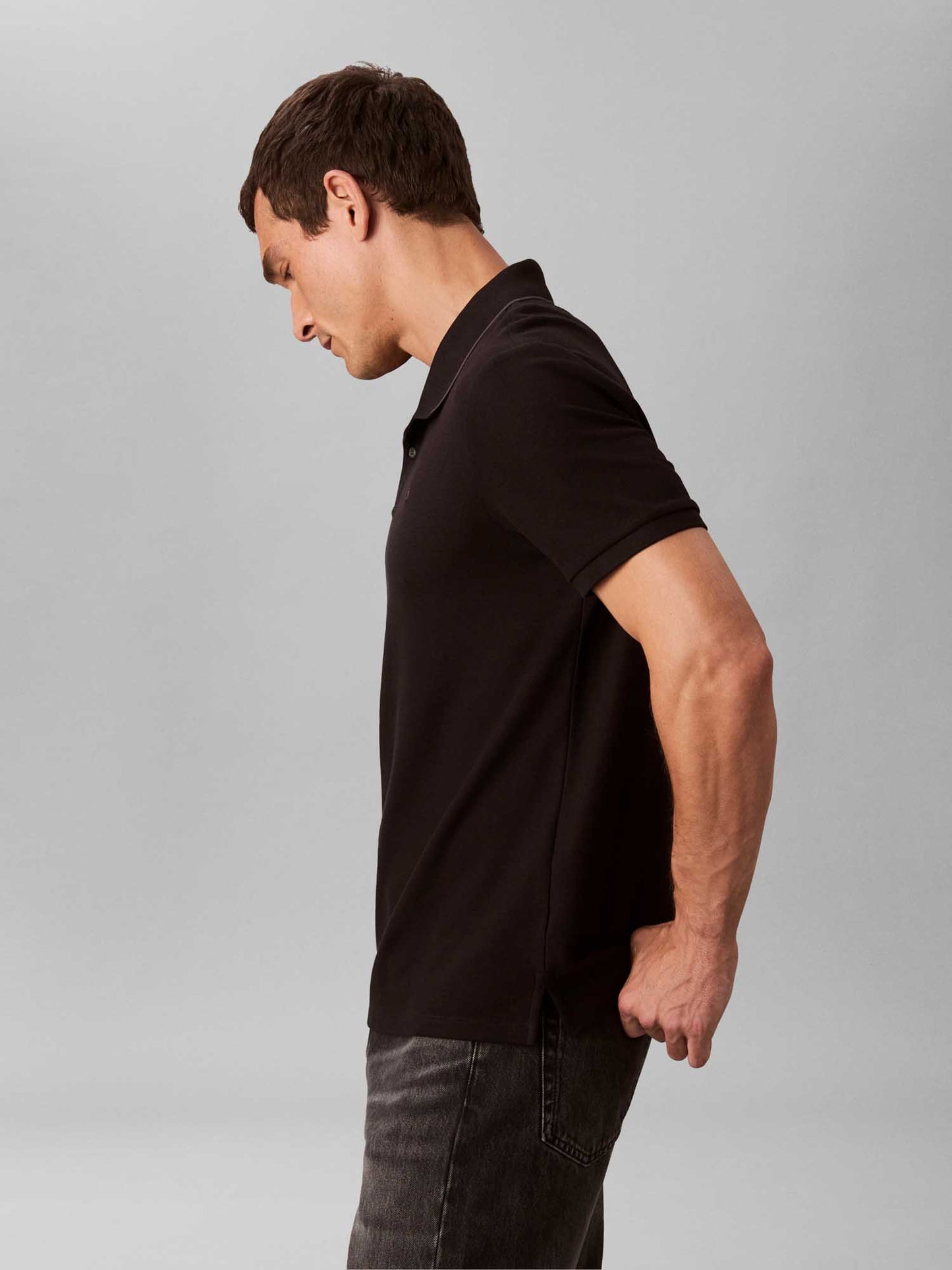 Polo nera Calvin Klein Refined Pique da uomo
