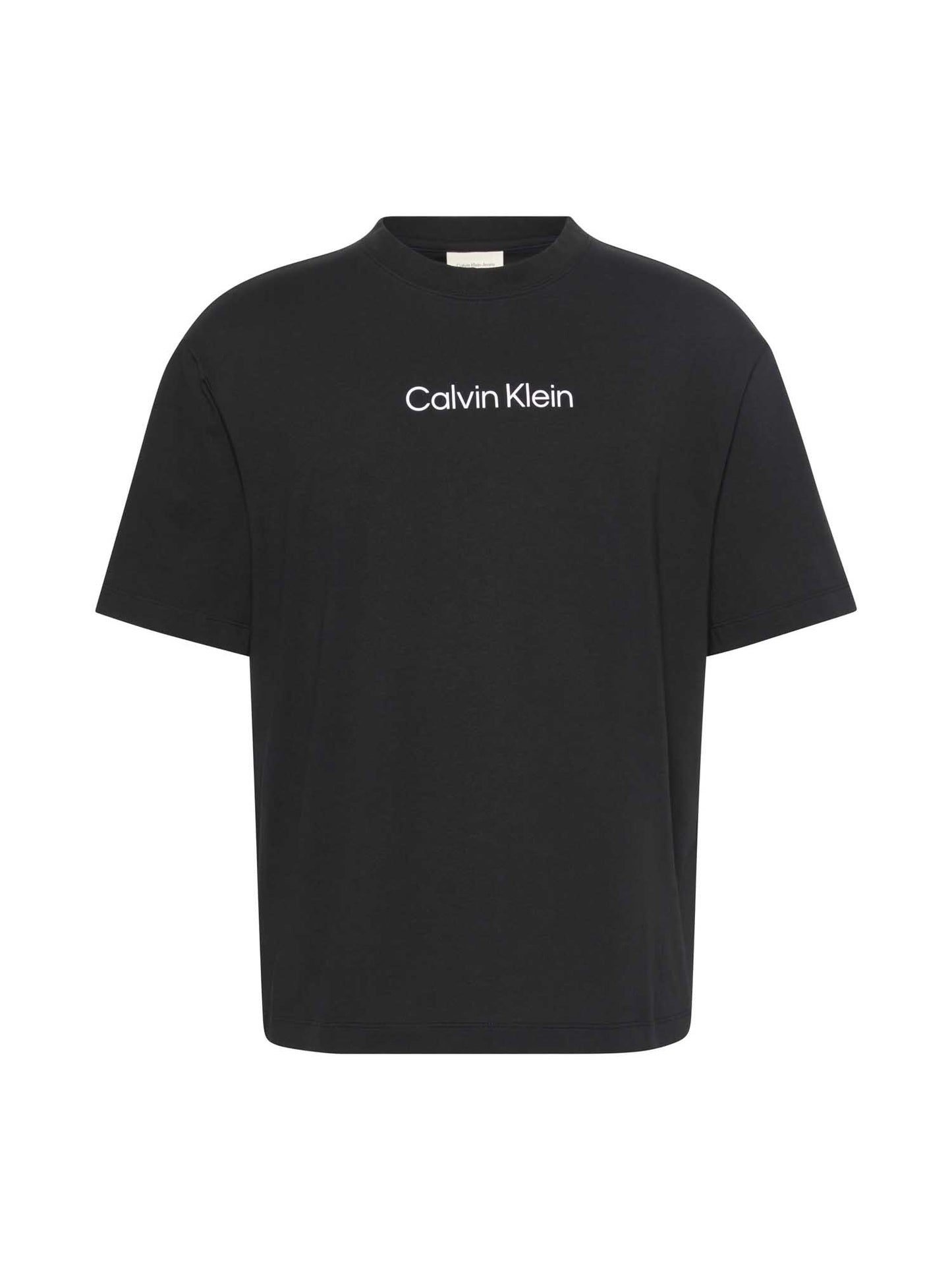 T-shirt nera da uomo Calvin Klein con logo sul petto