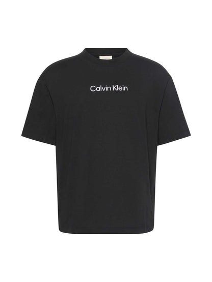 T-shirt nera da uomo Calvin Klein con logo sul petto
