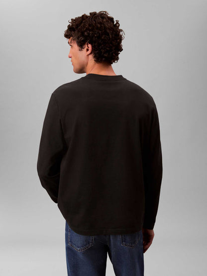 Calvin Klein Jeans t-shirt a manica lunga nera da uomo