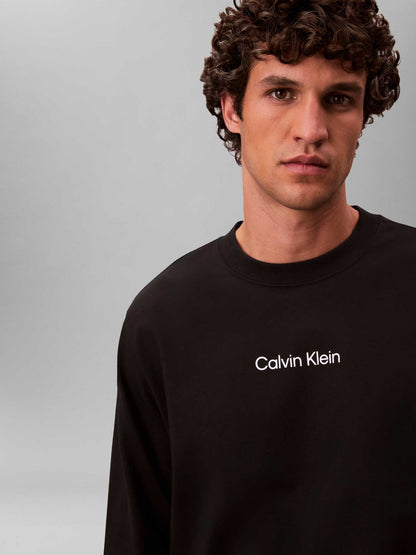 Calvin Klein Jeans t-shirt a manica lunga nera da uomo
