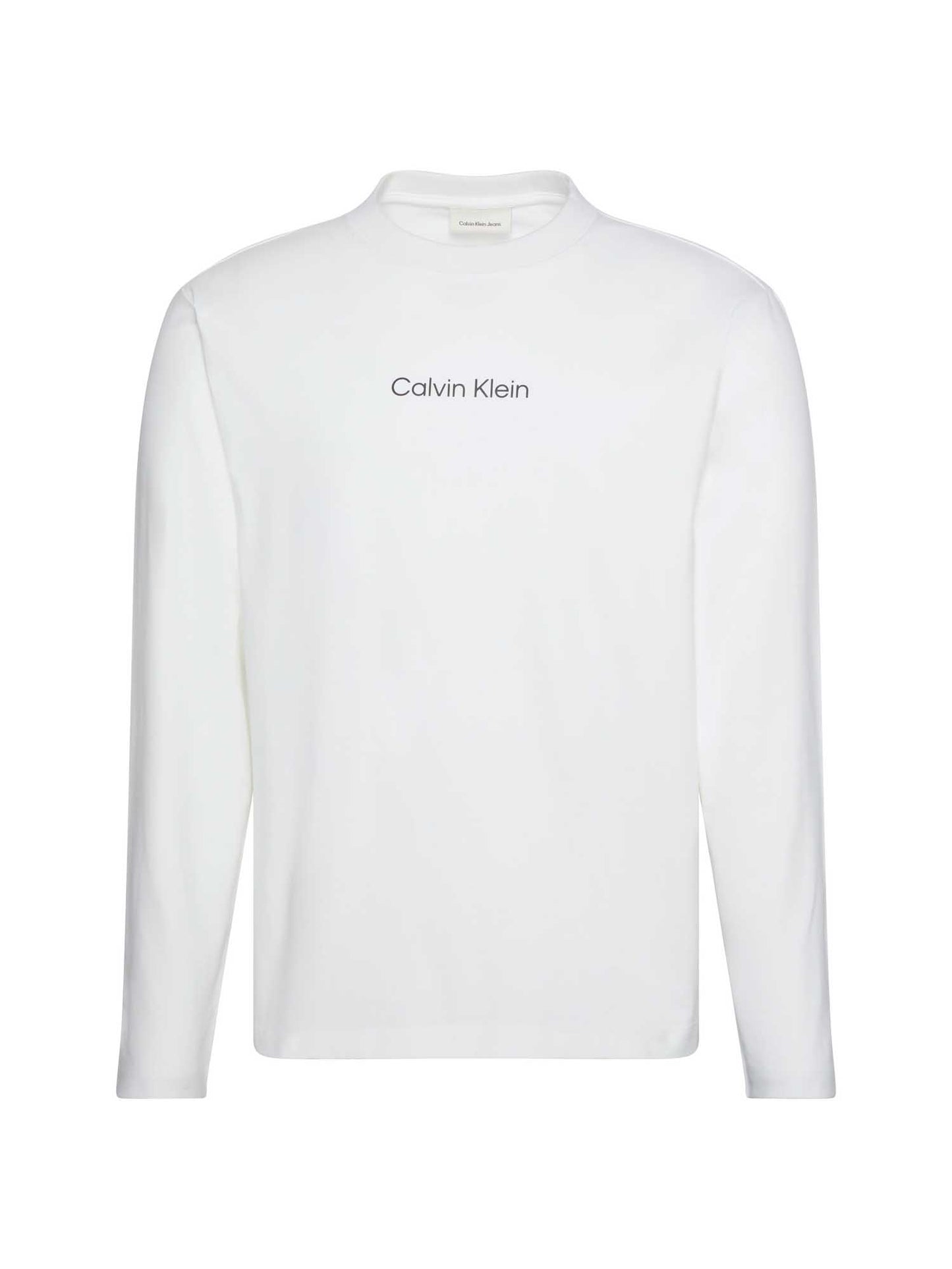 Calvin Klein Jeans, t-shirt a manica lunga da uomo bianca con logo