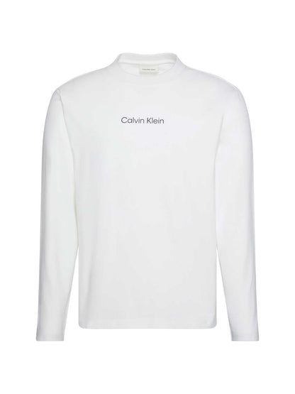 Calvin Klein Jeans, t-shirt a manica lunga da uomo bianca con logo