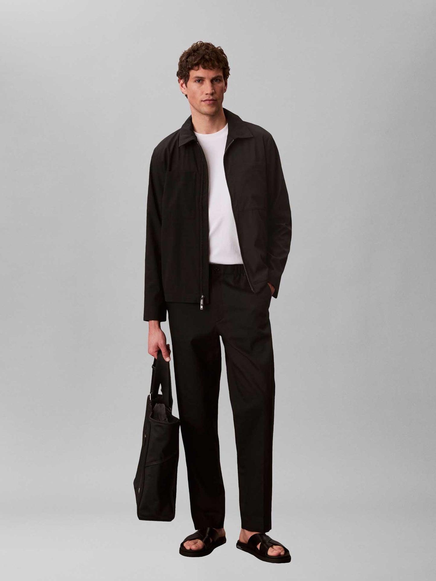 Giubbino nero Calvin Klein da uomo in seersucker leggero