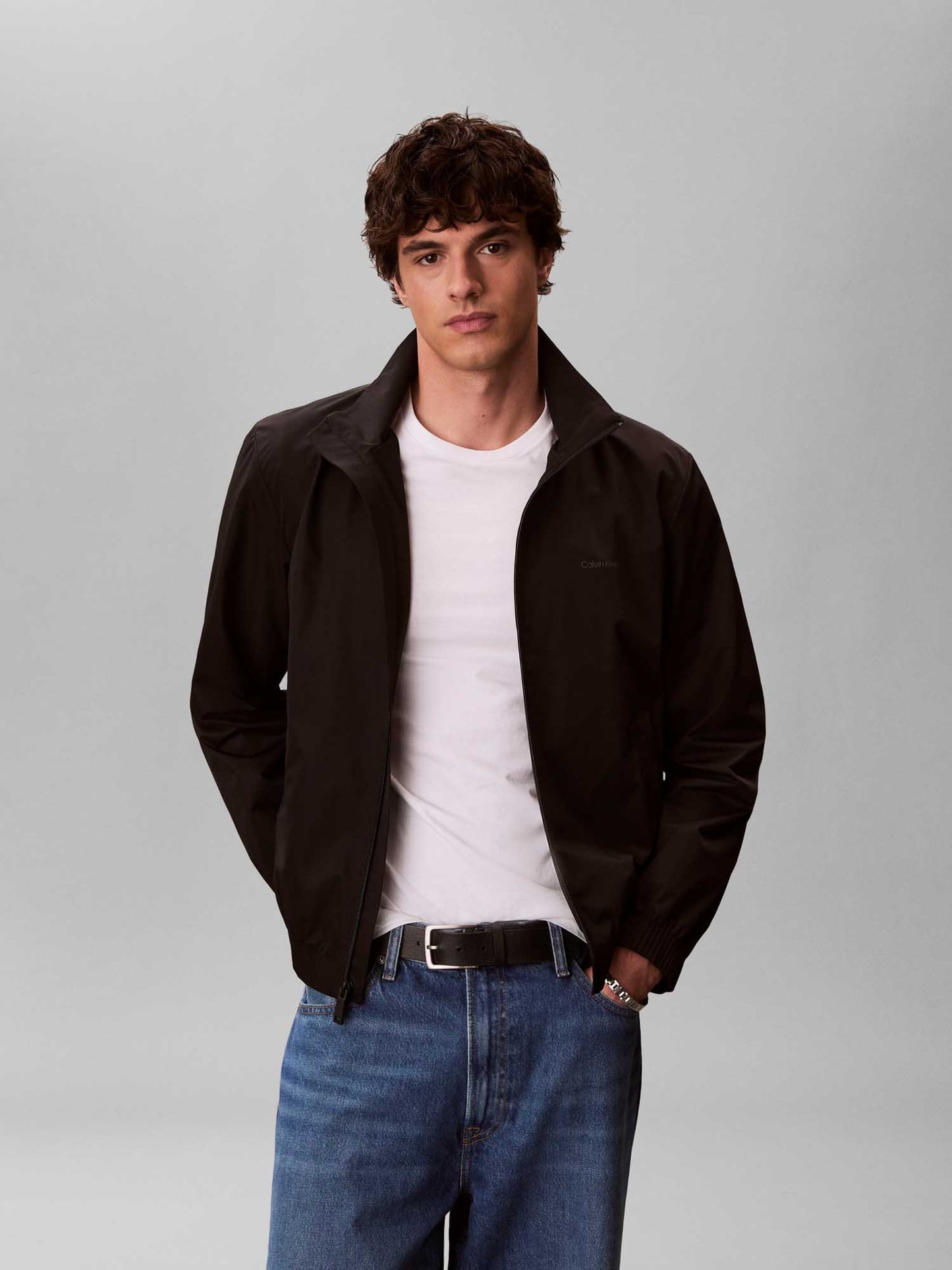 Calvin Klein giacca a vento da uomo nera con collo alto
